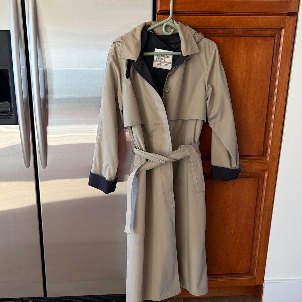 London Fog Beige Trench Coat with Black Lining